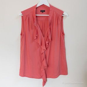 Jaeger Sleeveless Ruffled Pink Viscose Top US 8 Women Dressy Summer Minimalist